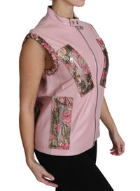 Dolce & Gabbana Dolce & Gabbana Pink Zippered Lamb Sleeveless Vest Leather Women's Jacket