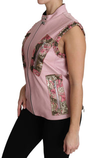 Dolce & Gabbana Dolce & Gabbana Pink Zippered Lamb Sleeveless Vest Leather Women's Jacket