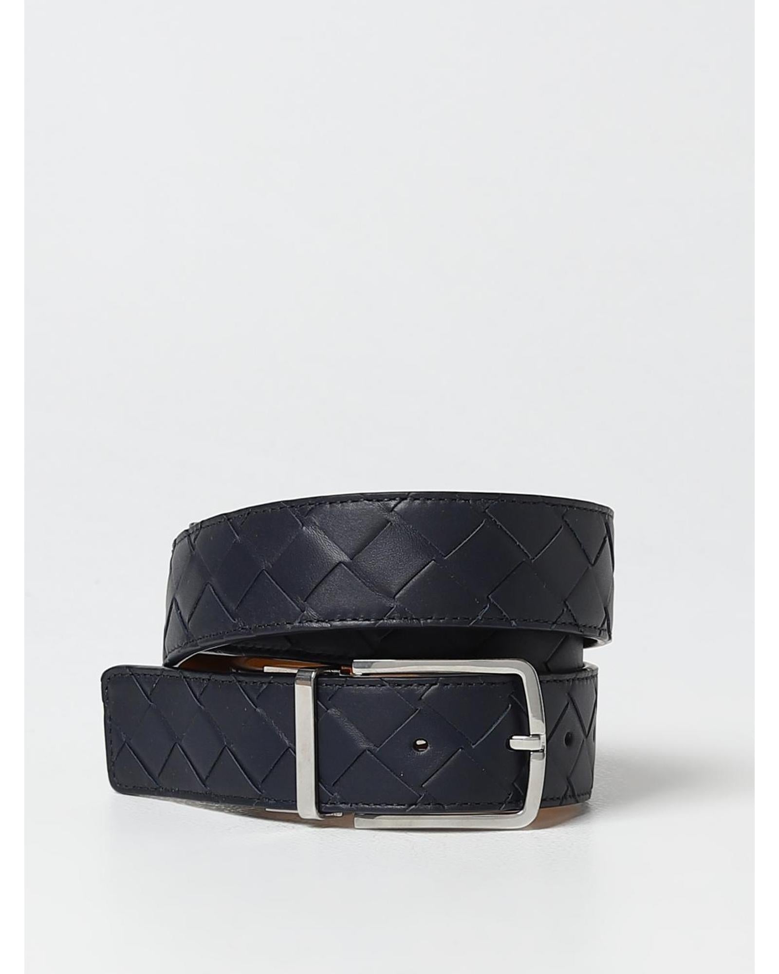 Bottega Veneta Intrecciato Leather Belt Men Blue One Size Fits All Blue