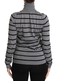 Dolce & Gabbana Gray Cashmere Silk Turtleneck Women's Sweater