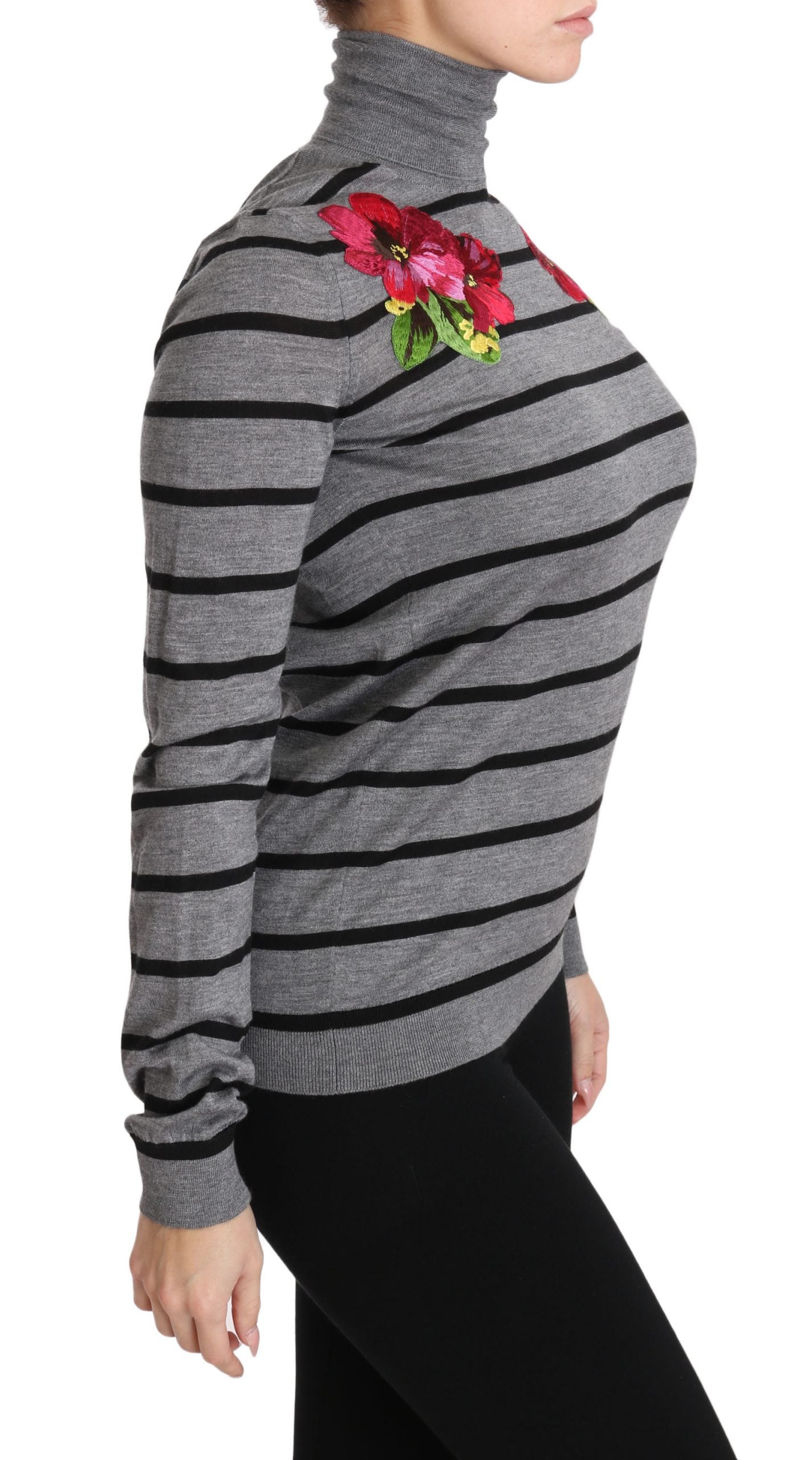 Dolce & Gabbana Gray Cashmere Silk Turtleneck Women's Sweater