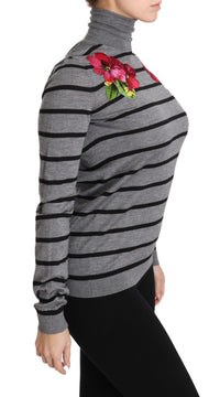 Dolce & Gabbana Gray Cashmere Silk Turtleneck Women's Sweater