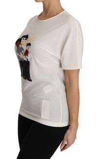 Dolce & Gabbana Dolce & Gabbana White Silk Stretch #dgfamily Women's T-shirt