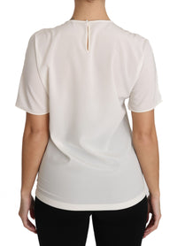 Dolce & Gabbana Dolce & Gabbana White Silk Stretch #dgfamily Women's T-shirt