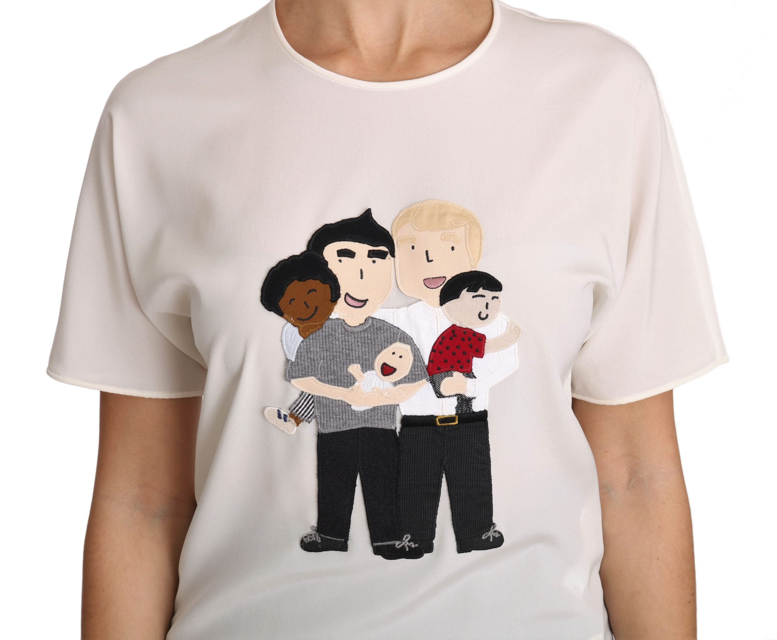 Dolce & Gabbana Dolce & Gabbana White Silk Stretch #dgfamily Women's T-shirt