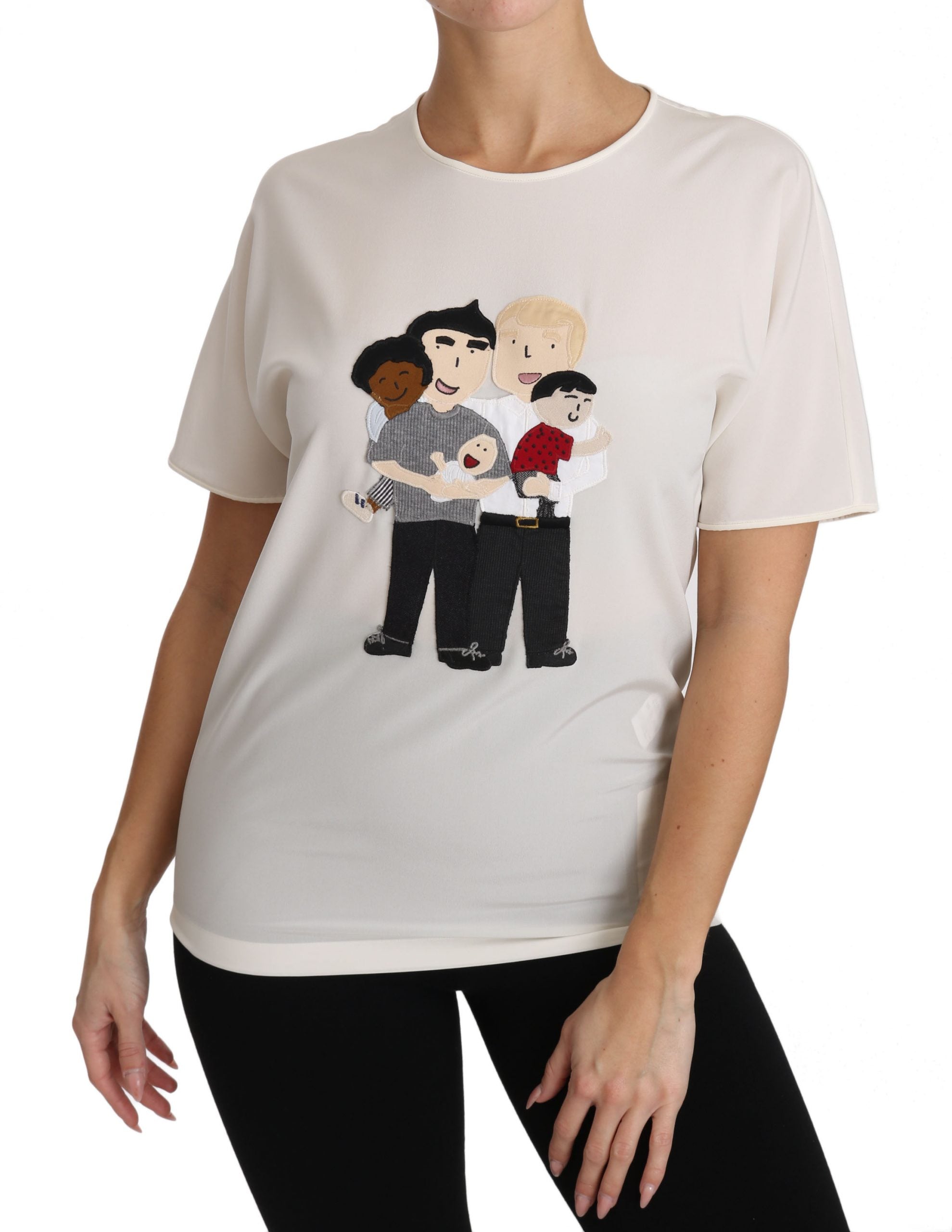 Dolce & Gabbana Dolce & Gabbana White Silk Stretch #dgfamily Women's T-shirt