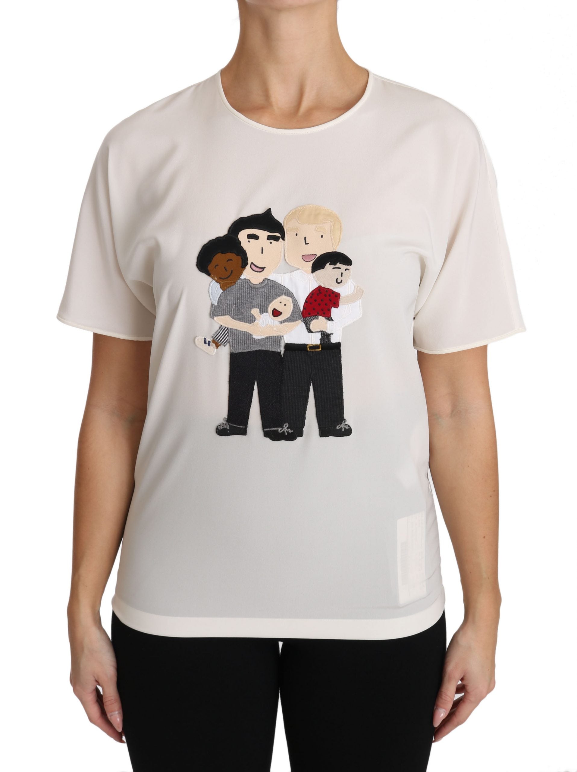 Dolce & Gabbana Dolce & Gabbana White Silk Stretch #dgfamily Women's T-shirt