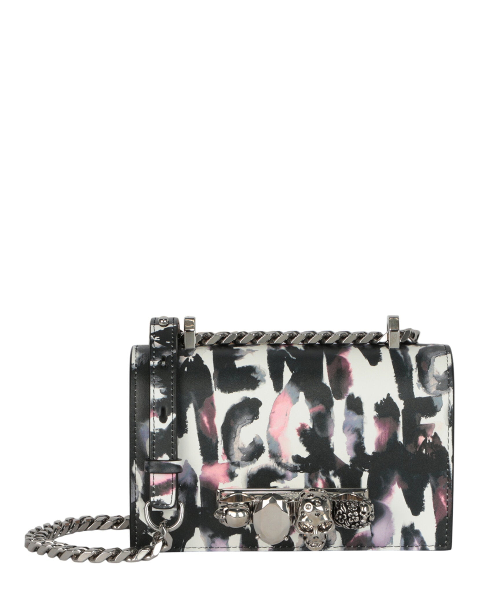 Alexander McQueen Womens Watercolor Graffiti Jewelled Shoulder Bag