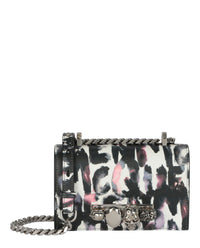 Alexander McQueen Womens Watercolor Graffiti Jewelled Shoulder Bag