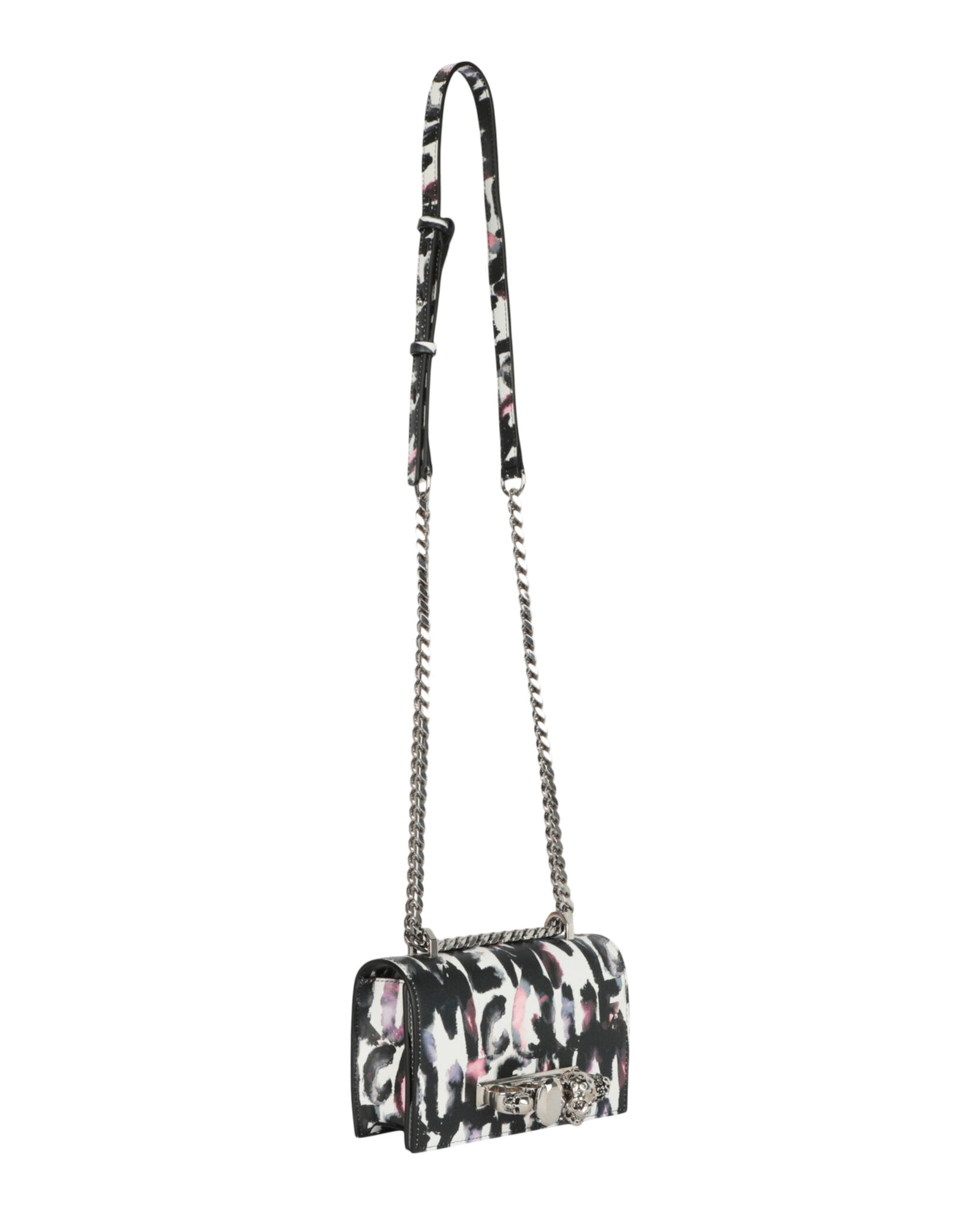 Alexander McQueen Womens Watercolor Graffiti Jewelled Shoulder Bag