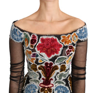 Dolce & Gabbana Black Floral Ricamo Top T-shirt Women's Blouse