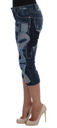 Dolce & Gabbana Stretch Blue Patchwork Jeans Women's Shorts