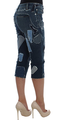 Dolce & Gabbana Stretch Blue Patchwork Jeans Women's Shorts