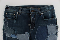 Dolce & Gabbana Stretch Blue Patchwork Jeans Women's Shorts