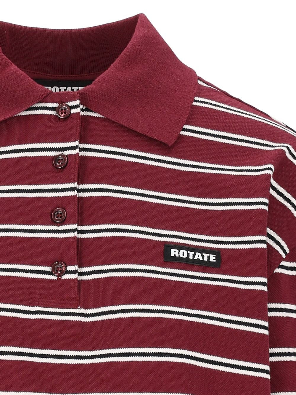 Rotate Rotate Women Long-Sleeved Striped Polo Shirt
