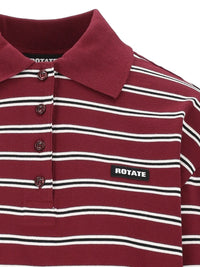 Rotate Rotate Women Long-Sleeved Striped Polo Shirt