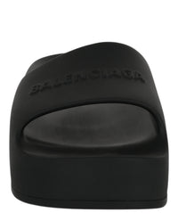 Balenciaga Womens Chunky Logo Slide Sandals