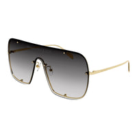 Alexander McQueen Sunglasses Shield Rimless, Gold Frame and Grey Gradient Lens AM0362S003