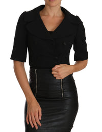 Dolce & Gabbana Dolce & Gabbana Black Short Fitted Wool Cropped Jacket Women's Blazer