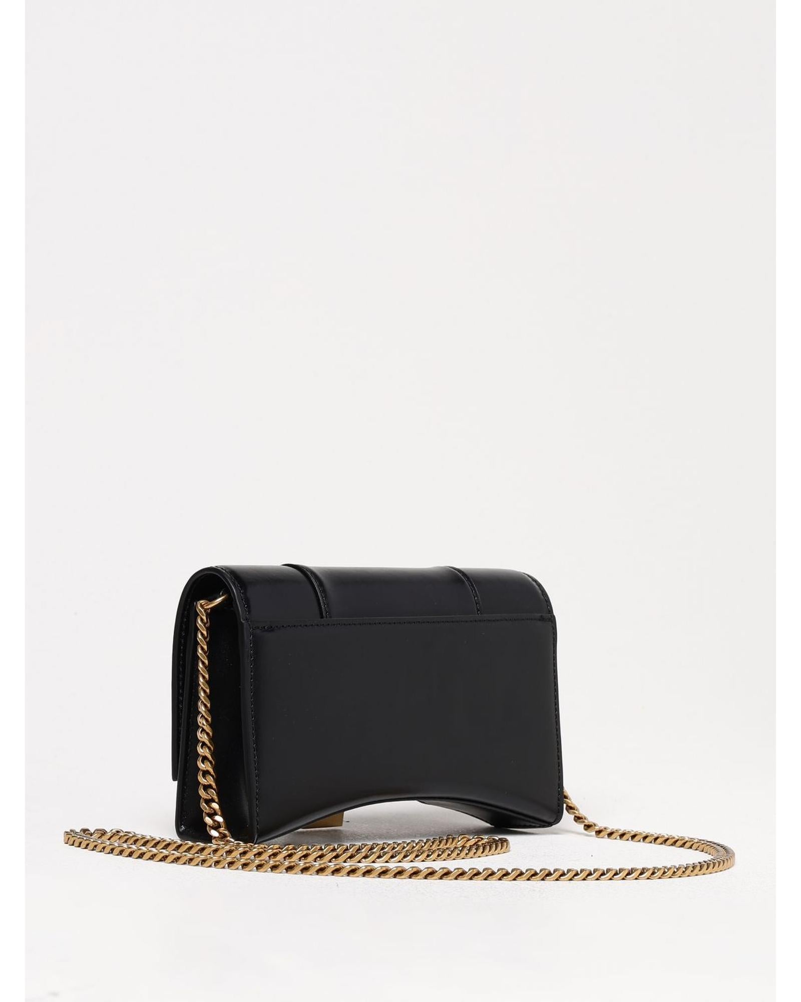 クラッチバッグ BALENCIAGA Black leather Hourglass clutch BALENCIAGA Hourglass leather shoulder bag | NET-A-PORTER