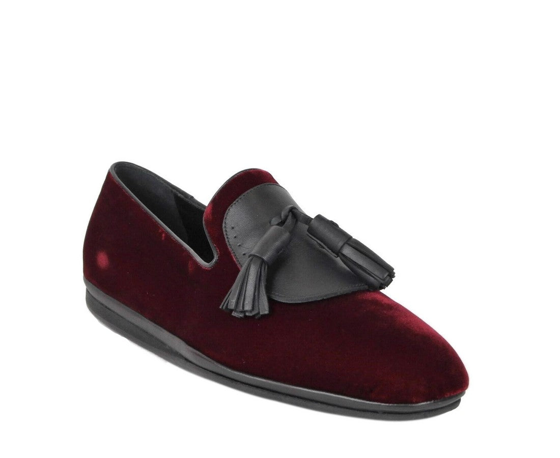 Salvatore Ferragamo Men's Dark Red Finnegan Velvet Tassel Loafer