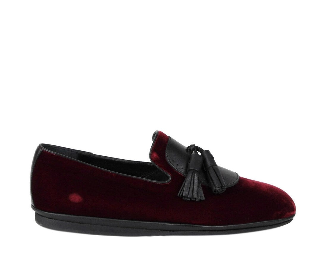 Salvatore Ferragamo Men's Finnegan Dark Red Velvet Tassel Loafer (10 M)
