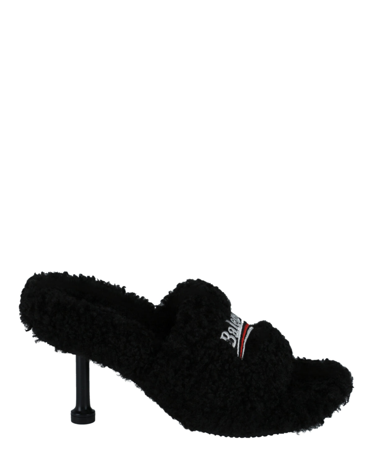 Balenciaga Womens Political Campaign Furry 80mm Sandals
