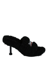 Balenciaga Womens Political Campaign Furry 80mm Sandals