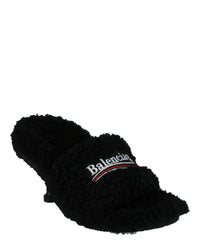 Balenciaga Womens Political Campaign Furry 80mm Sandals
