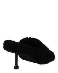 Balenciaga Womens Political Campaign Furry 80mm Sandals
