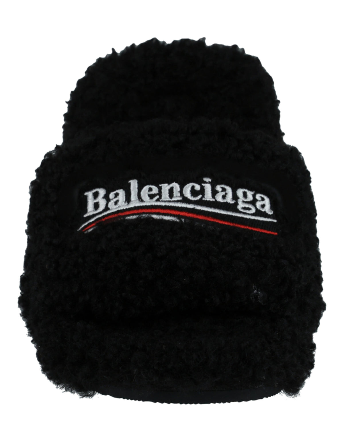 Balenciaga Womens Political Campaign Furry 80mm Sandals