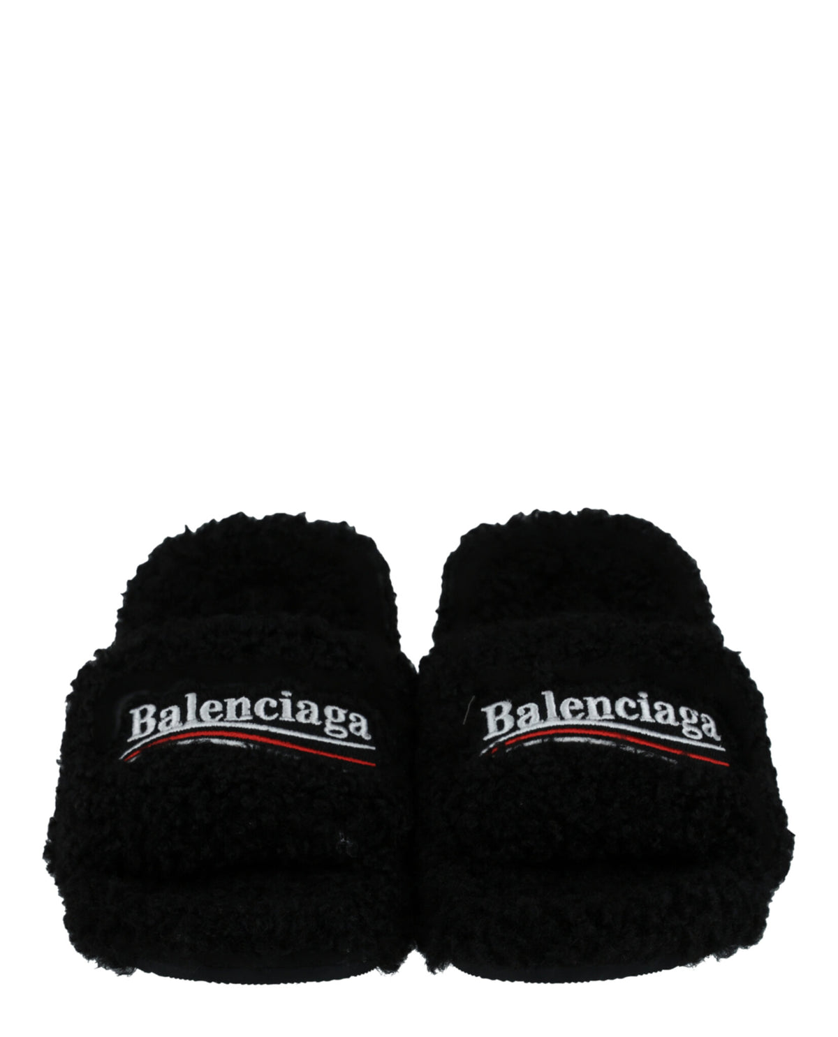 Balenciaga Womens Political Campaign Furry 80mm Sandals