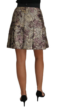 Dolce & Gabbana A-Line Mini Floral Print Jaquard Women's Skirt