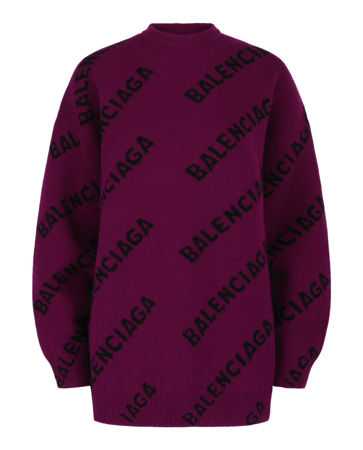 Balenciaga Womens Allover Logo Knit Sweater