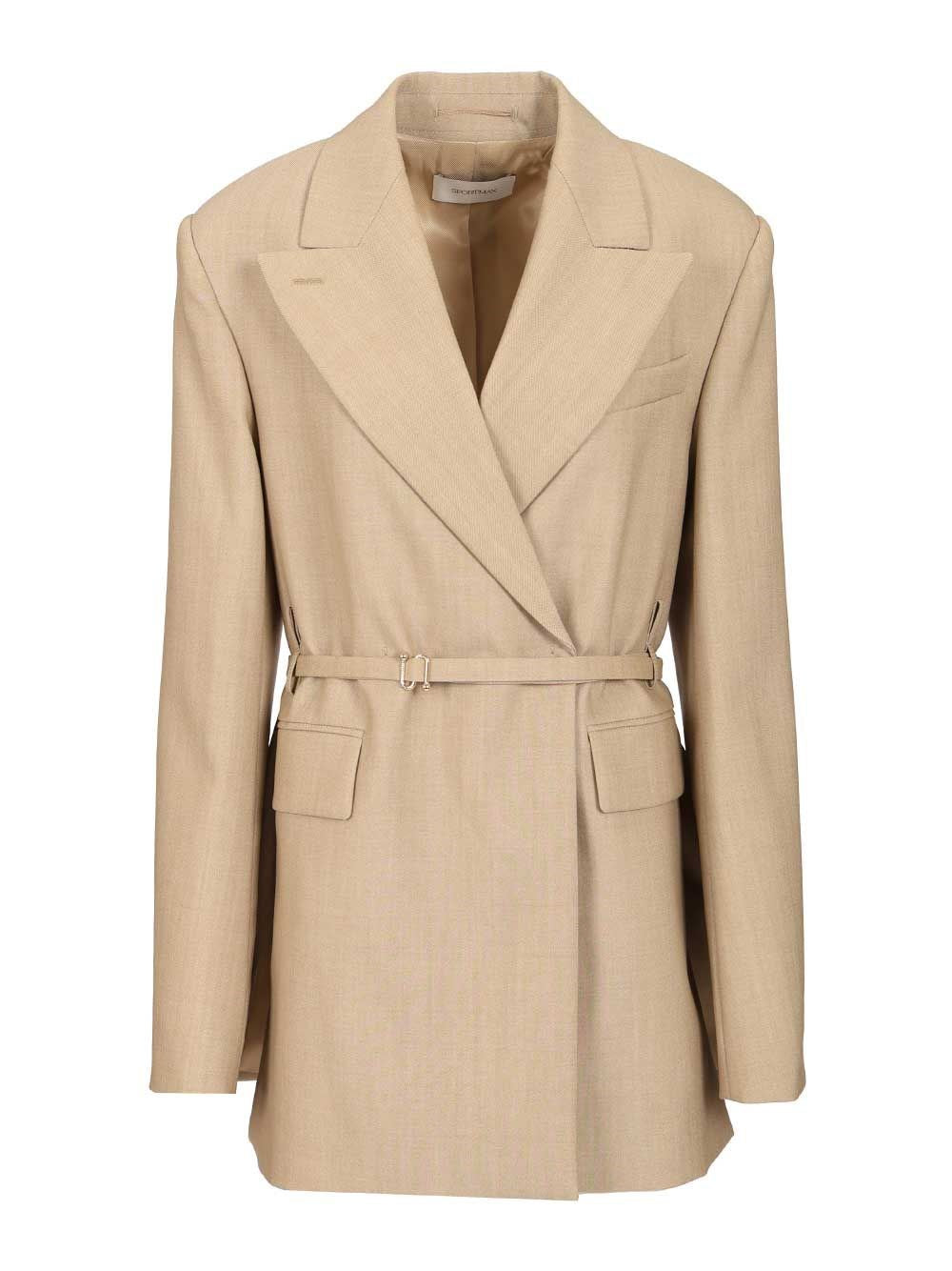 Sportmax Women Long Double-Breasted Wool Blazer