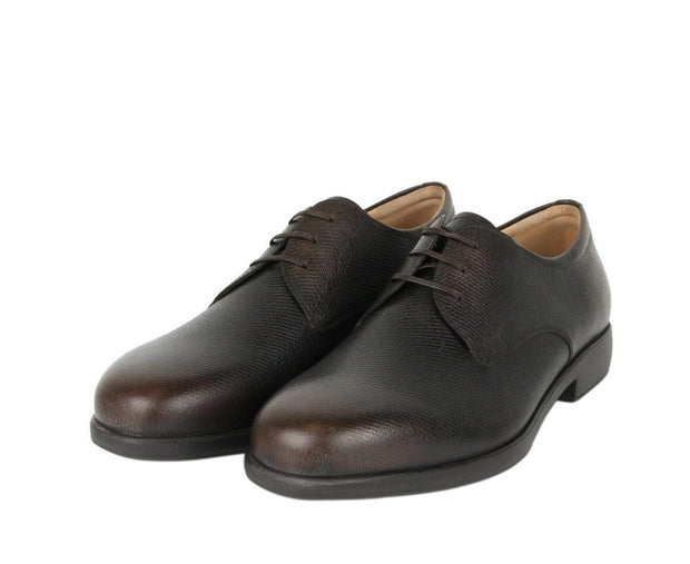 Salvatore Ferragamo Men's Fulvio Dark Brown Pebble Leather Oxford Shoes