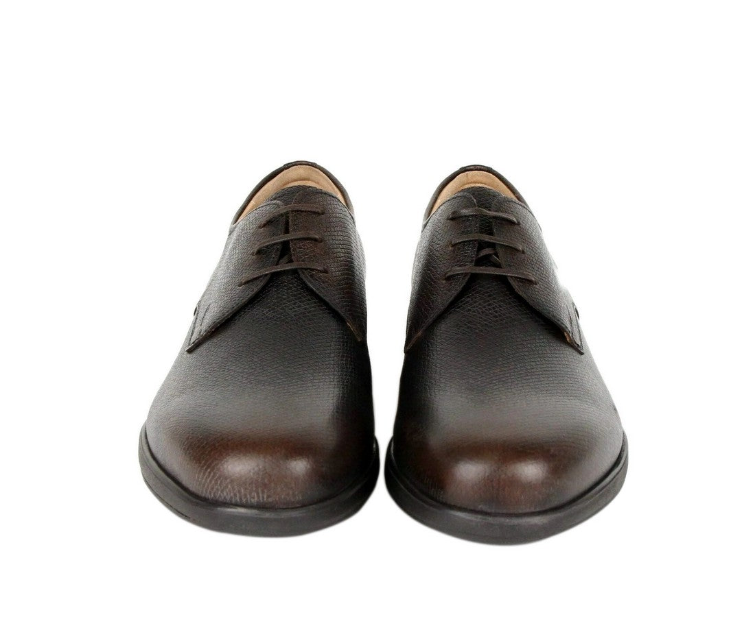Salvatore Ferragamo Men's Fulvio Dark Brown Pebble Leather Oxford Shoes