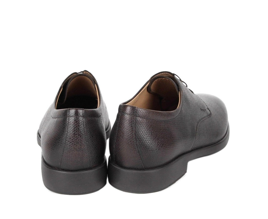 Salvatore Ferragamo Men's Fulvio Dark Brown Pebble Leather Oxford Shoes