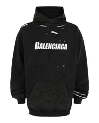 Balenciaga Mens Destroyed Bilayer Cotton Hoodie
