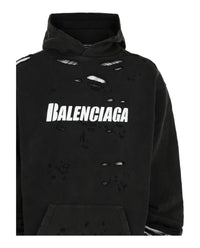 Balenciaga Mens Destroyed Bilayer Cotton Hoodie
