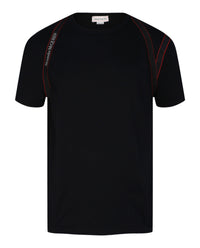 Alexander McQueen Mens Tape Logo Harness Crewneck T-Shirt