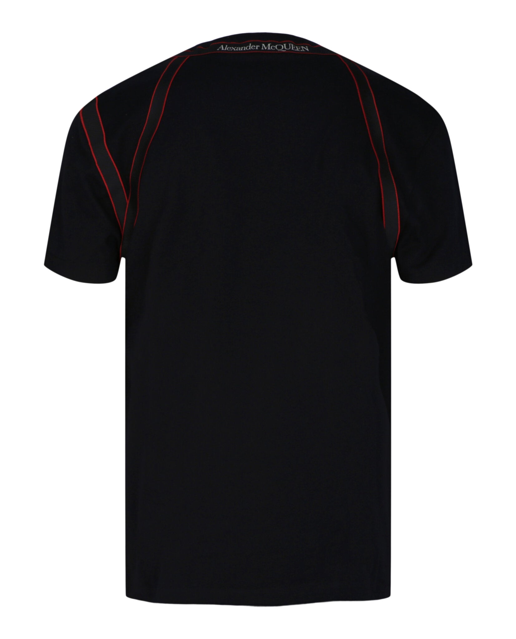 Alexander McQueen Mens Tape Logo Harness Crewneck T-Shirt