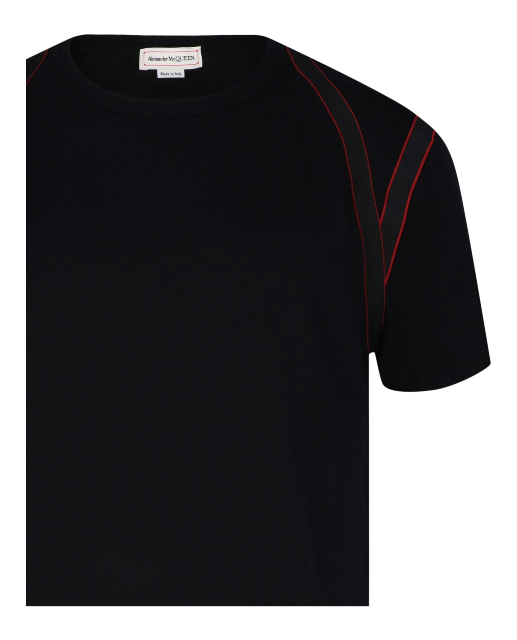 Alexander McQueen Mens Tape Logo Harness Crewneck T-Shirt
