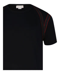Alexander McQueen Mens Tape Logo Harness Crewneck T-Shirt
