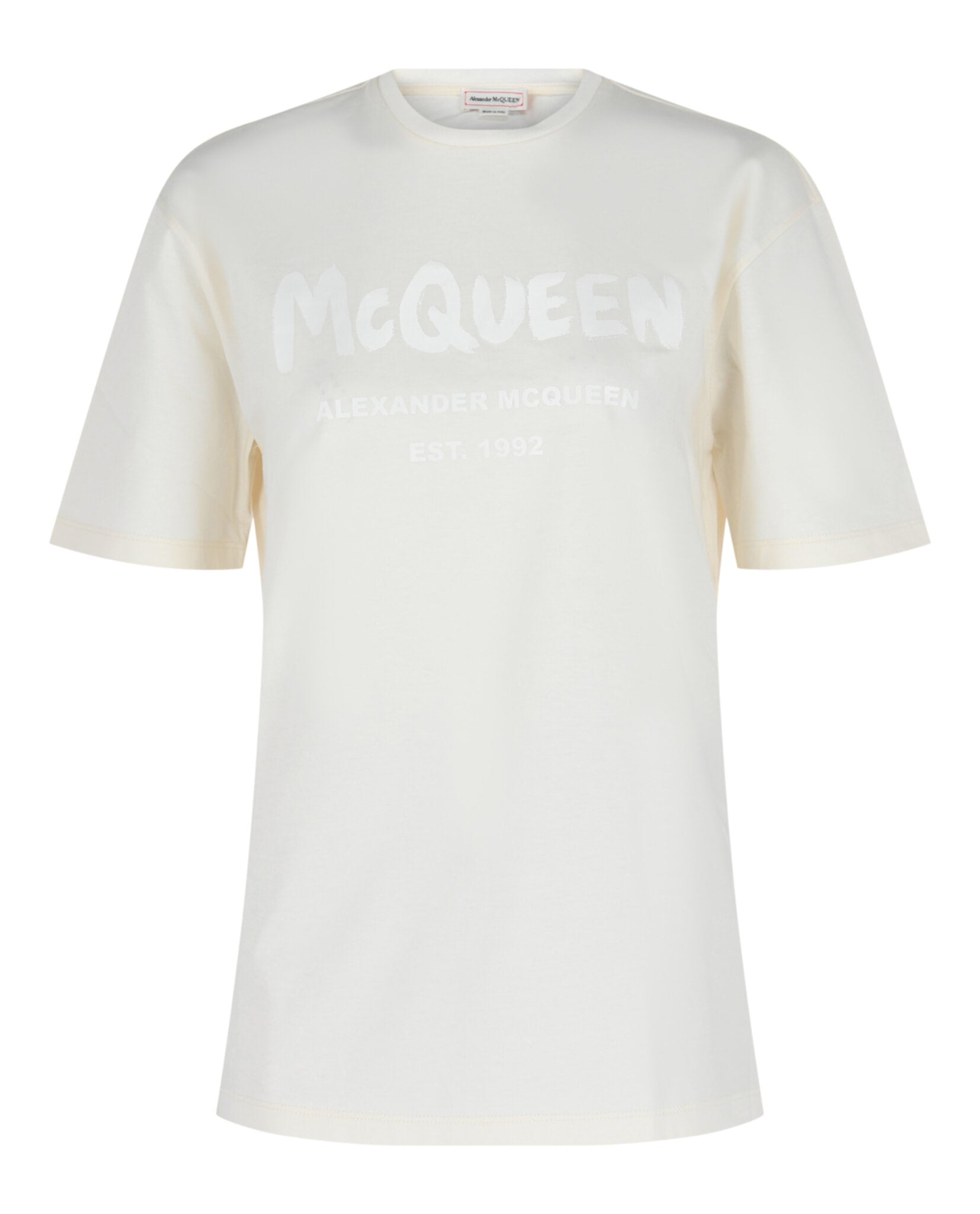 Alexander McQueen Womens Graffiti Logo Cotton T-Shirt