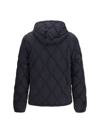 Burberry Men Doversgreen Nylon Down Jacket With Check Stitching