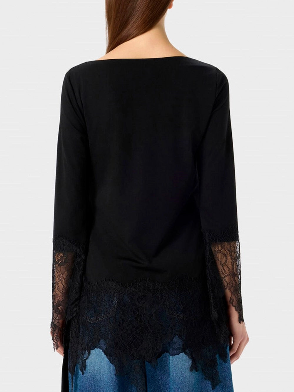 Blumarine Women Jersey Tunic With Lace Ruffles