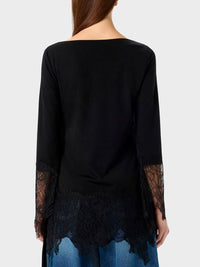 Blumarine Women Jersey Tunic With Lace Ruffles