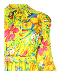 Balenciaga Balenciaga Womens Off-Shoulder Vintage Flower Dress