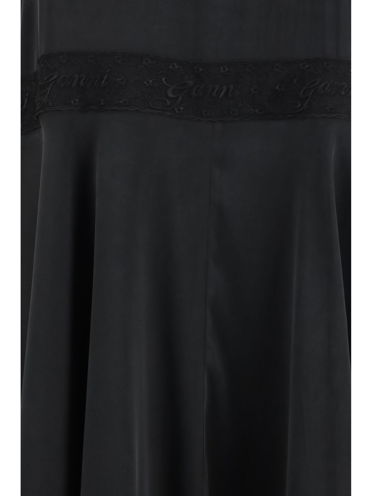 Ganni Women Silk Maxi Dress With Lace Details